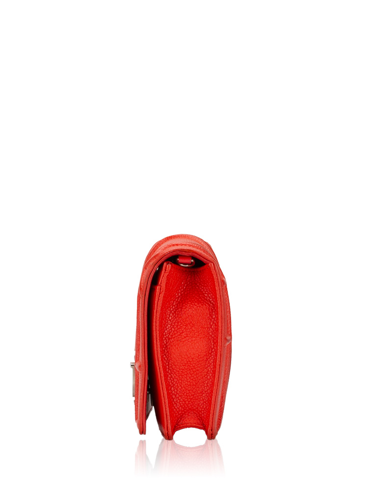Grained Calfskin Diorama Wallet on Chain Pouch Rouge Vif