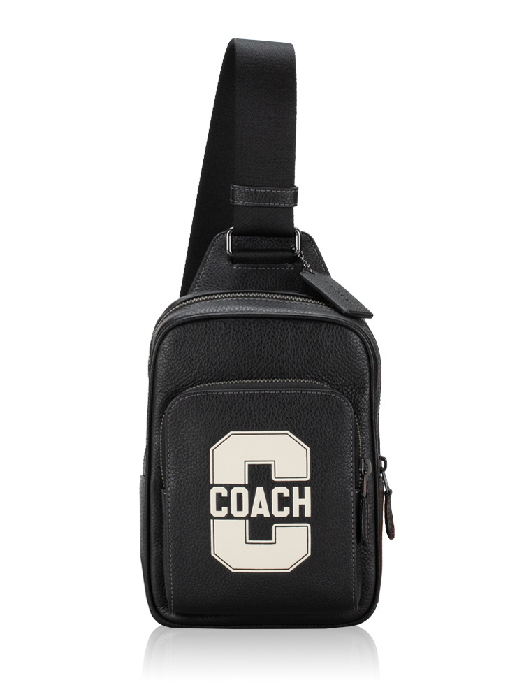 CAJ39 Racer Varsity Motif Sling Pack Black Chalk