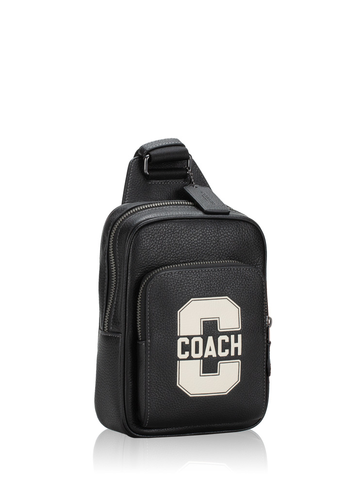 CAJ39 Racer Varsity Motif Sling Pack Black Chalk