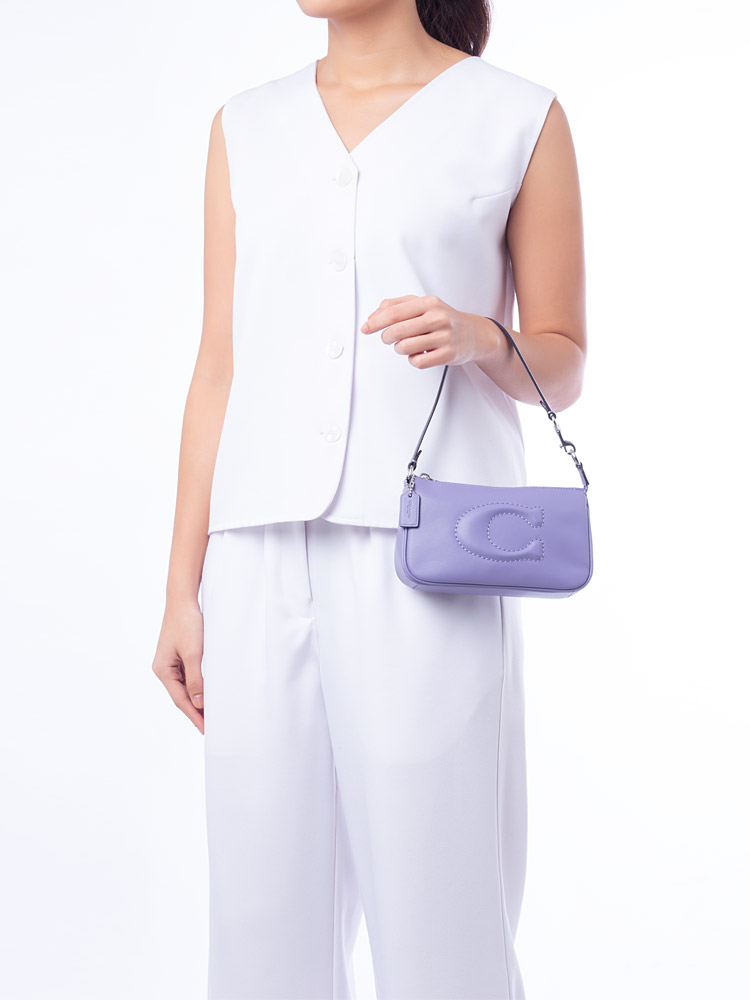 CR364 Nolita 19 Debossed C Leather Top Handle Pouch Light Violet