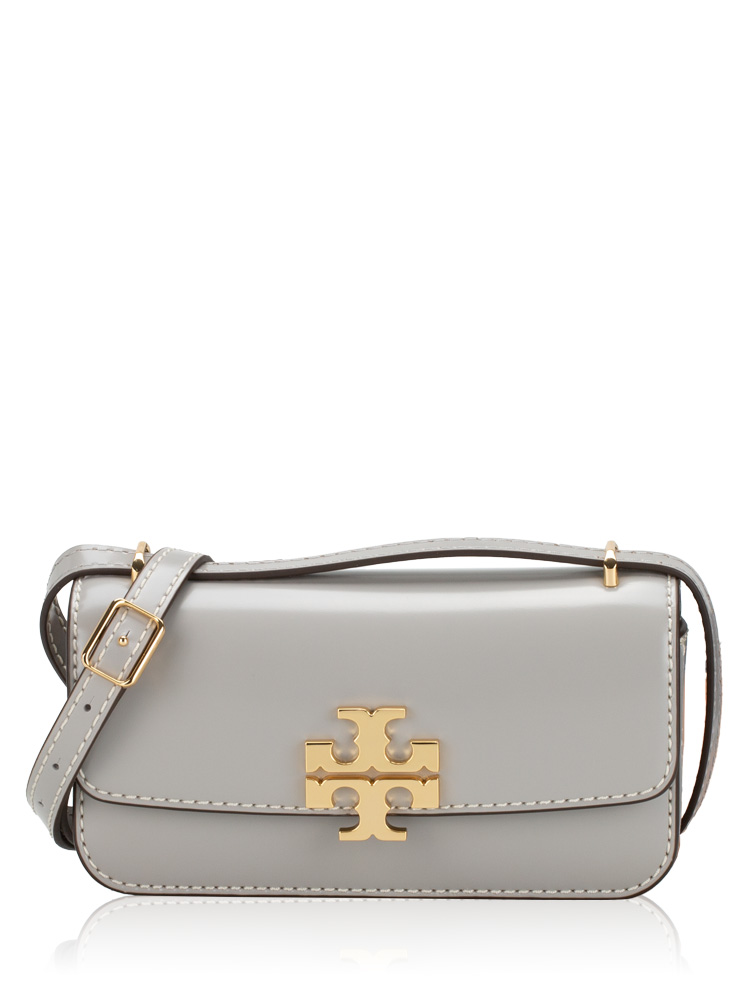 Eleanor Spazzolato Small Leather East West Shoulder Bag Bay Gray