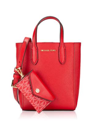 Vincent Saffiano XS Crossbody With Card Case Bright Red