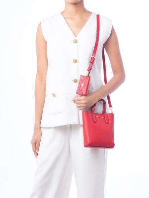 Vincent Saffiano XS Crossbody With Card Case Bright Red