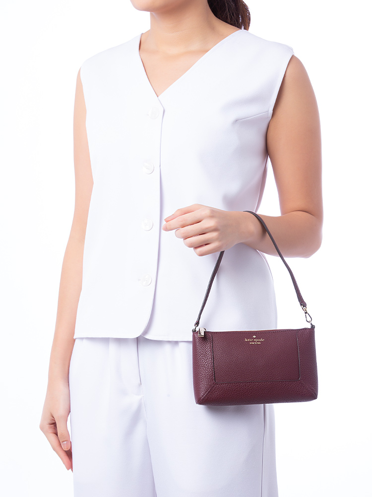 Lena Leather Convertible Wristlet Cherrywood
