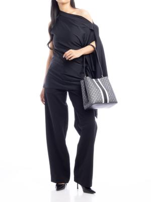 Metallic Signature Pratt Medium Bucket Bag Black