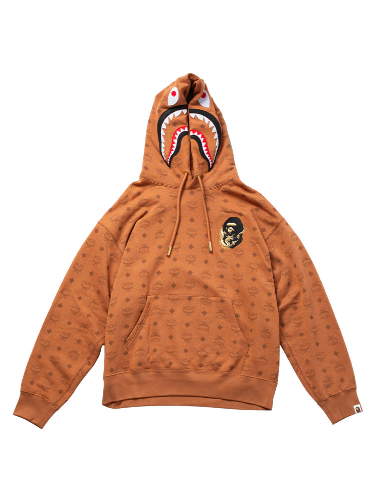 x BAPE Monogram Shark Hoodie Cognac Sz. L