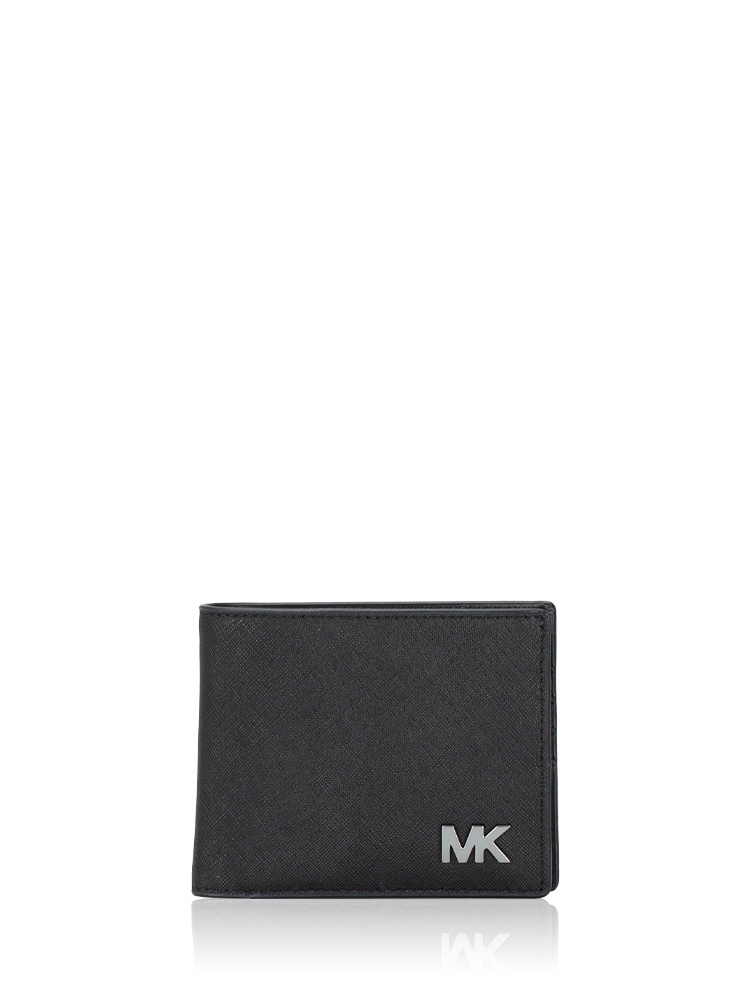 Men Cooper Leather Billfold Passcase Wallet Black