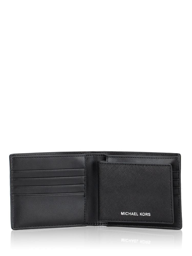 Men Cooper Leather Billfold Passcase Wallet Black