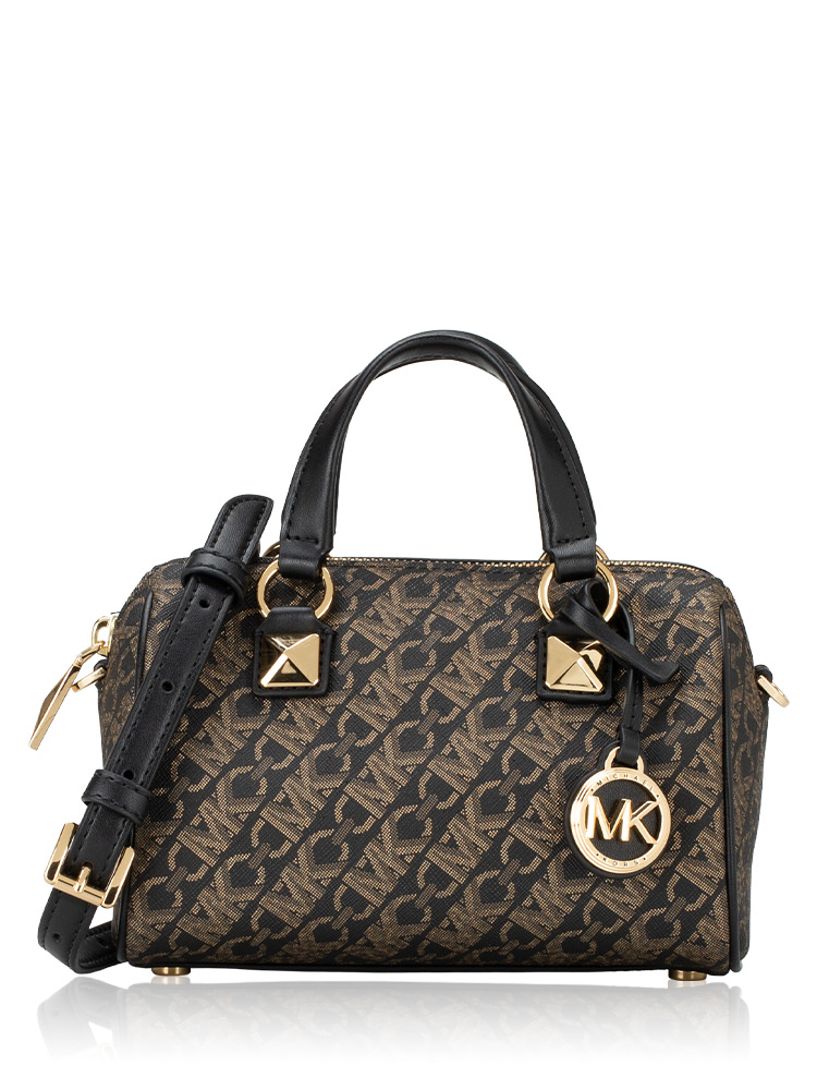 Metallic Signature Grayson Small Duffle Black Pale Gold