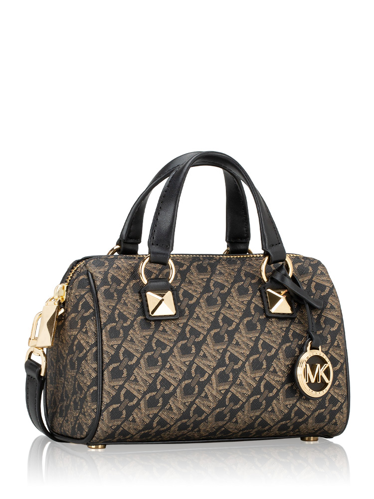 Metallic Signature Grayson Small Duffle Black Pale Gold