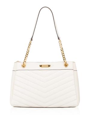 Whitney Quilted Leather Medium Shoulder Bag Light Cream