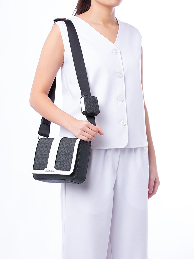 Signature Colorblock Cooper Crossbody with Pouch Bright White