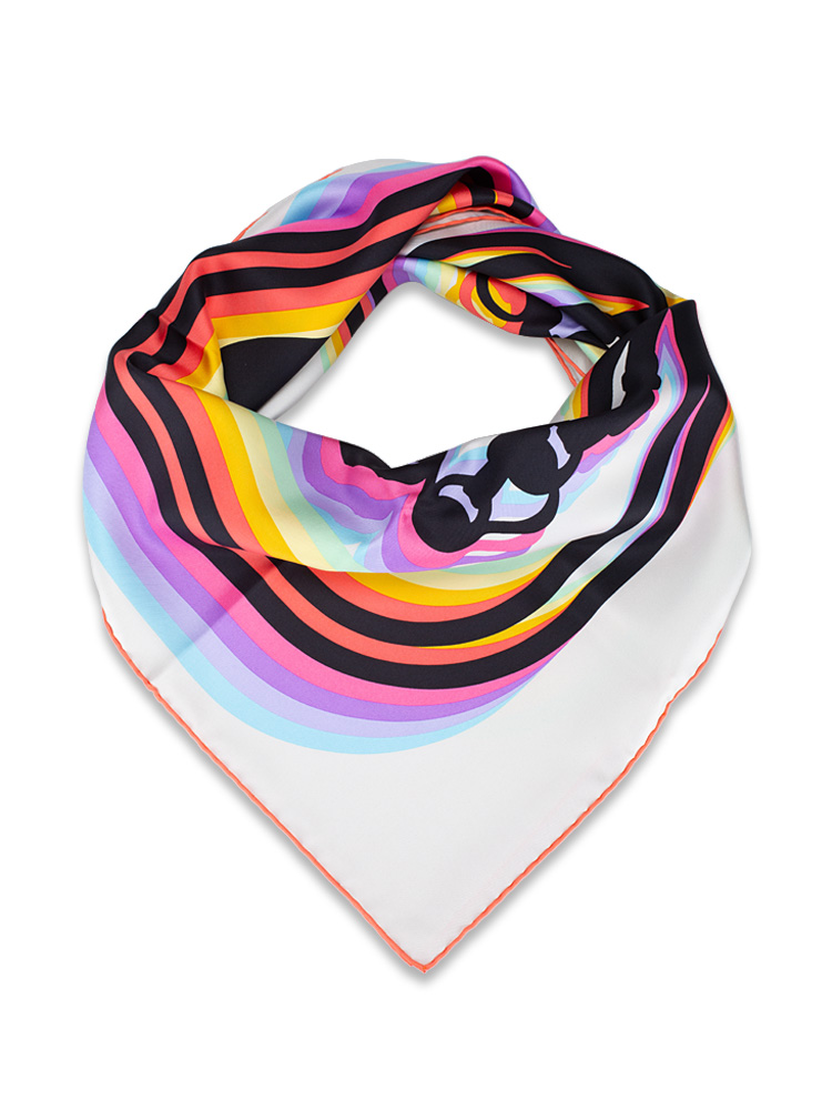 Silk Brides De Gala Shadow Scarf Creme Noir Rose Fluo