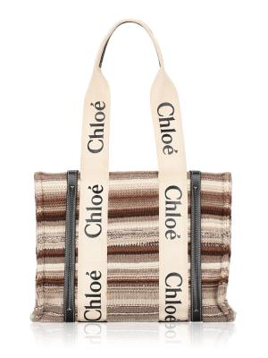 Cashmere Knit Woody Ribbon Medium Tote Black Multicolor