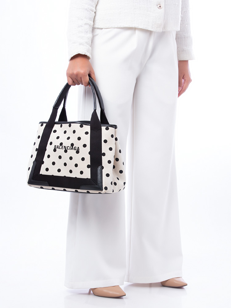 Toile Polka Dot Small Cabas Natural Black