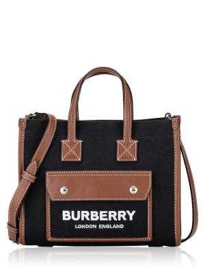 Canvas Two Tone Freya Mini Tote Black Tan