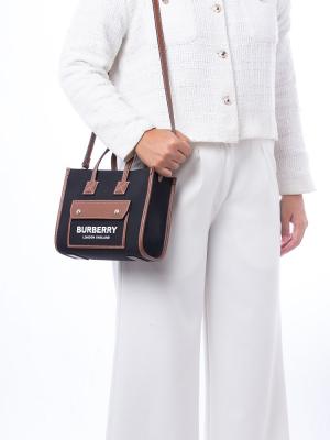 Canvas Two Tone Freya Mini Tote Black Tan