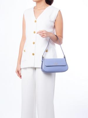 Madison Leather Small Flap Shoulder Bag Frosted Blueberry