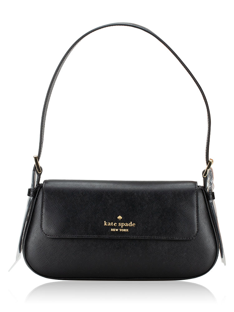 Madison Leather Small Flap Shoulder Bag Black