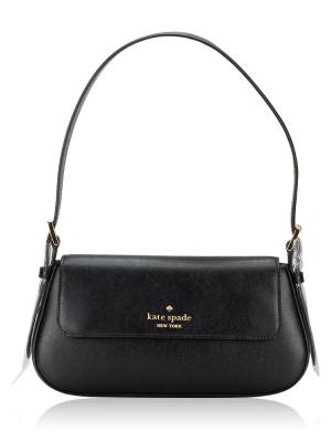Madison Leather Small Flap Shoulder Bag Black