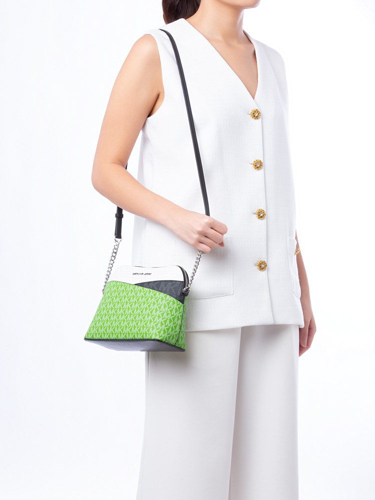 Signature Jet Set Colorblock Medium Dome X Crossbody Jungle Green