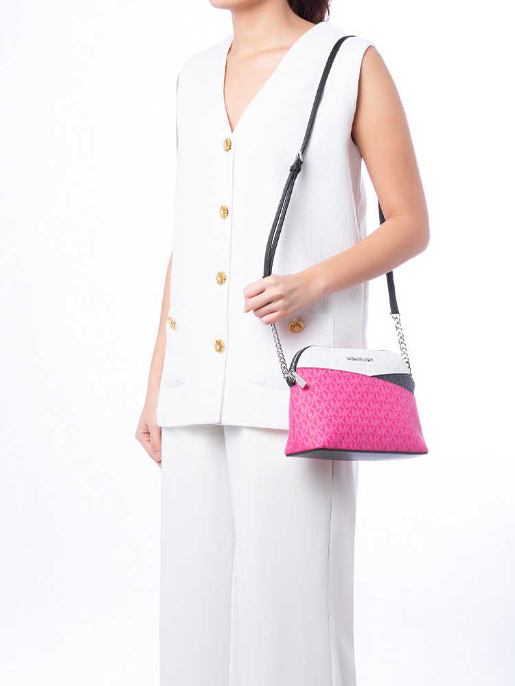 Signature Jet Set  Colorblock Medium Dome X Crossbody Dragon Fruit