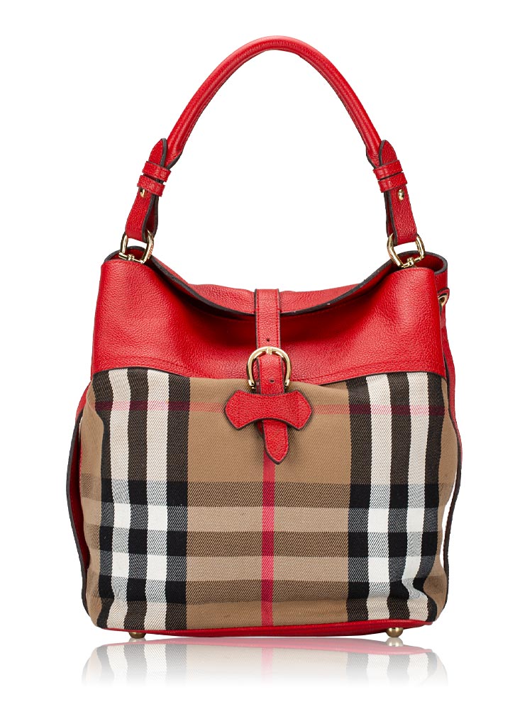 House Check Buckle Hobo Red