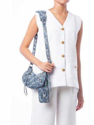 Bleached Denim BB Le Cagole XS Shoulder Bag Blue