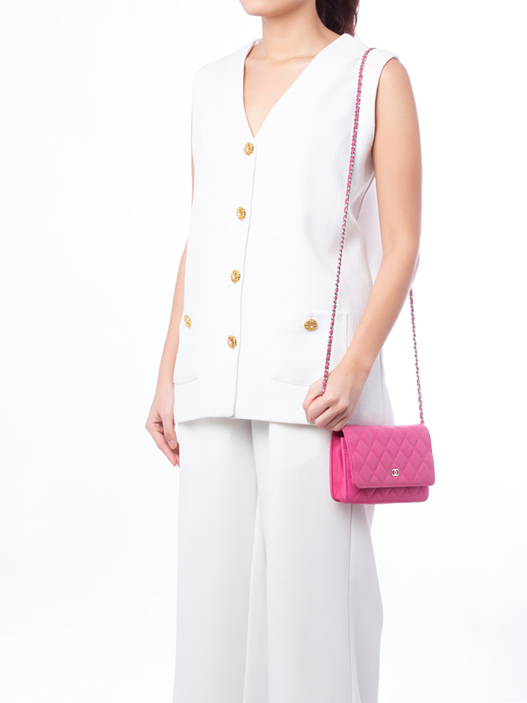 Matte Caviar Wallet on Chain WOC Rose