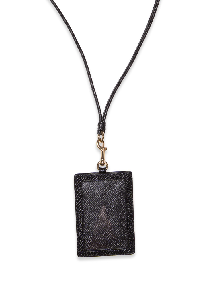 57311 Crossgrain Leather ID Lanyard Black