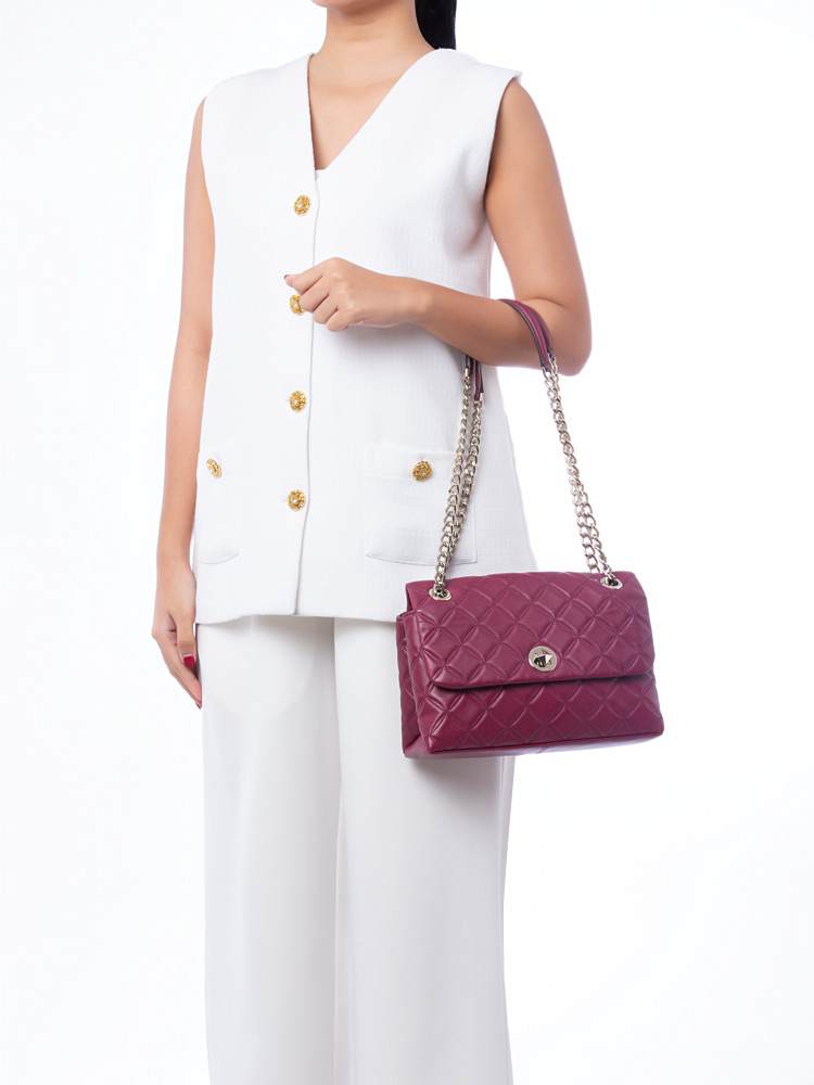 Natalia Medium Flap Shoulder Bag Blackberry