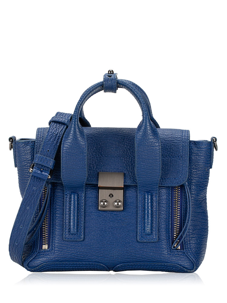 3.1 Textured Calfskin Mini Pashli Blue Marine