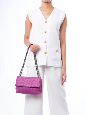 Nappa Intrecciato Olimpia Small Shoulder Bag Purple