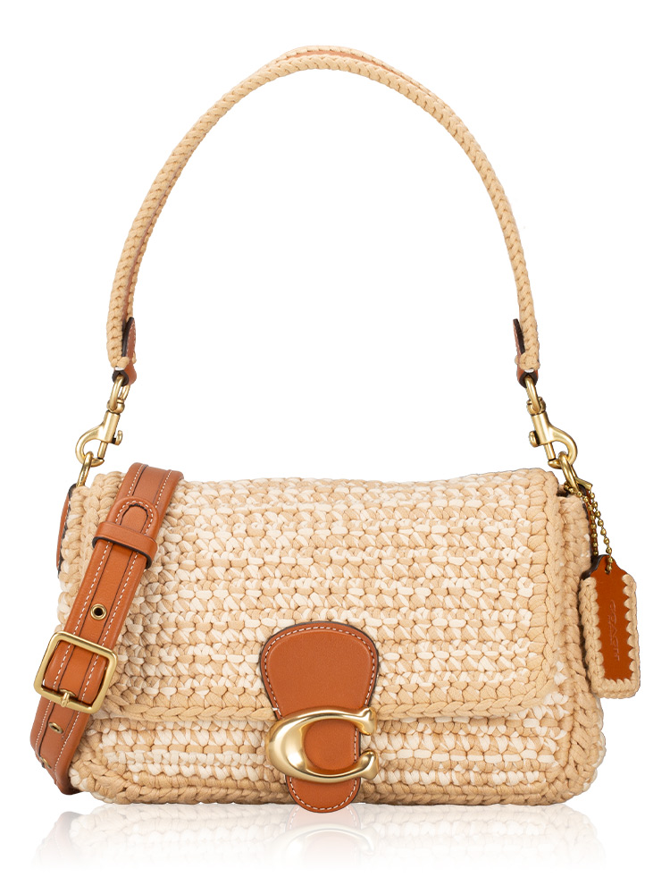 CJ631 Soft Tabby Crochet Shoulder Bag Faded Orange