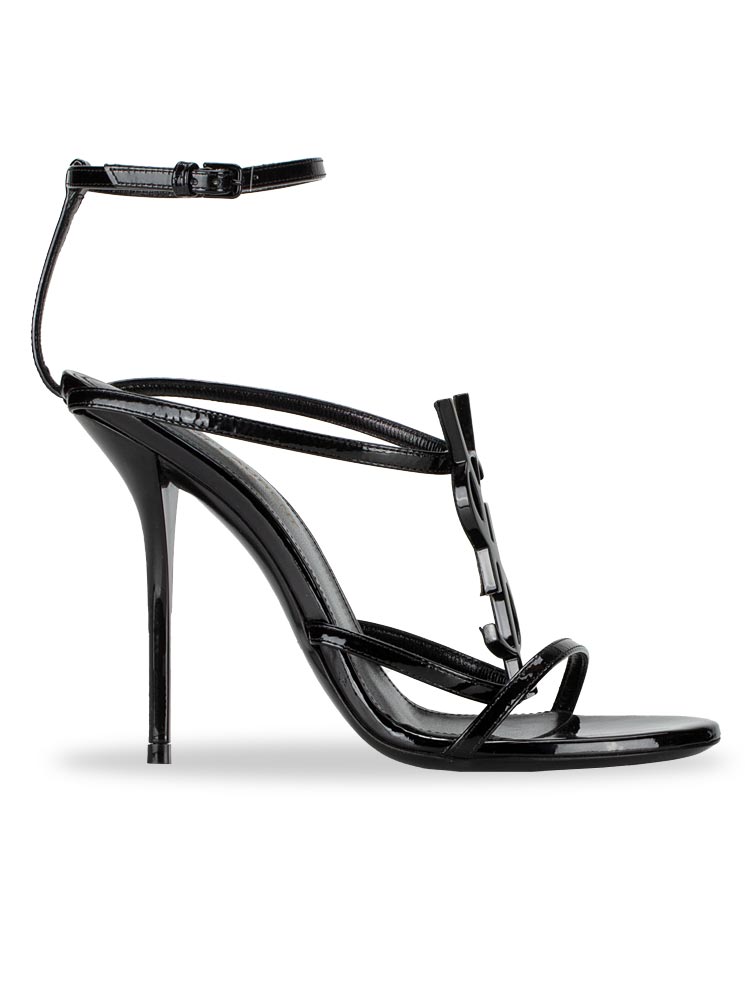 Patent Cassandra 110 Ankle Strap Sandals Black Sz 36