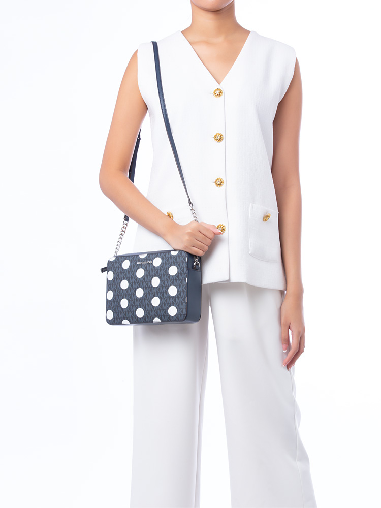 Signature Jet Set Polka Dot Camera Bag Navy