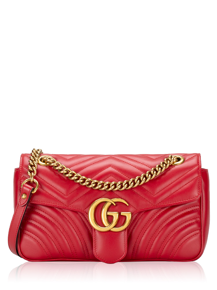 GG Marmont Matelasse Small Flap Bag Hibiscus Red