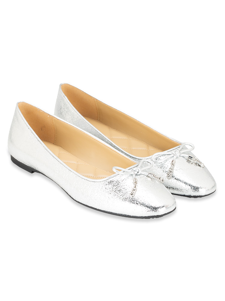 Nori Flex Metallic Leather Ballet Flat Silver Sz 8.5