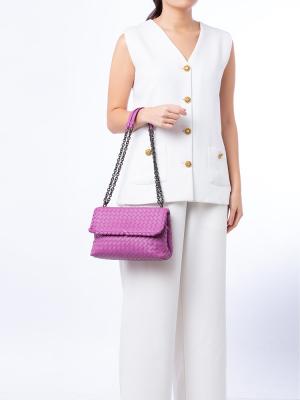 Nappa Intrecciato Olimpia Small Shoulder Bag Purple