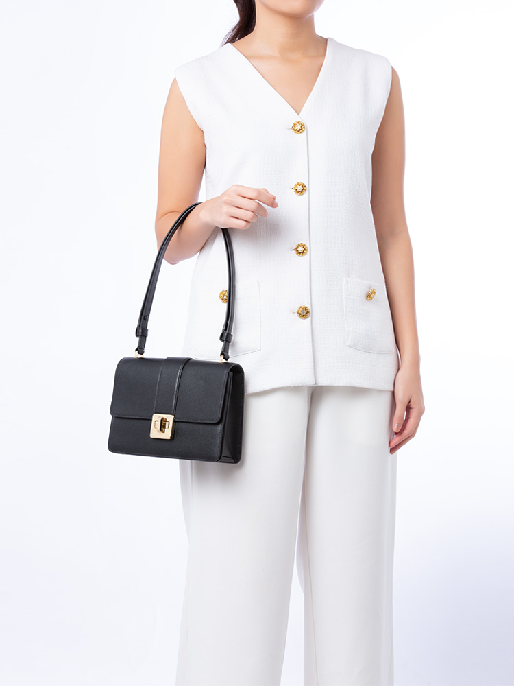 Phoebe Turnlock Shoulder Bag Black