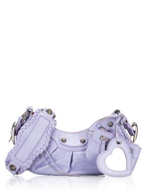 Croco Effect Le Cagole XS Shoulder Bag Lilac