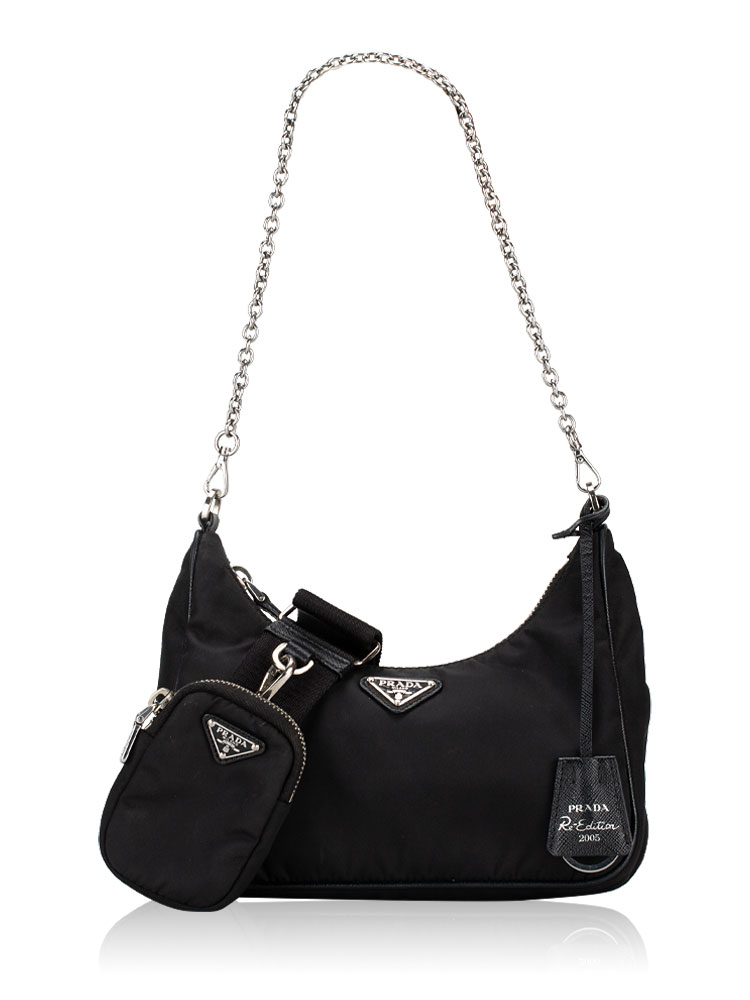 1BH204 Tessuto Saffiano Re-Edition 2005 Muti Pochette Shoulder Nero