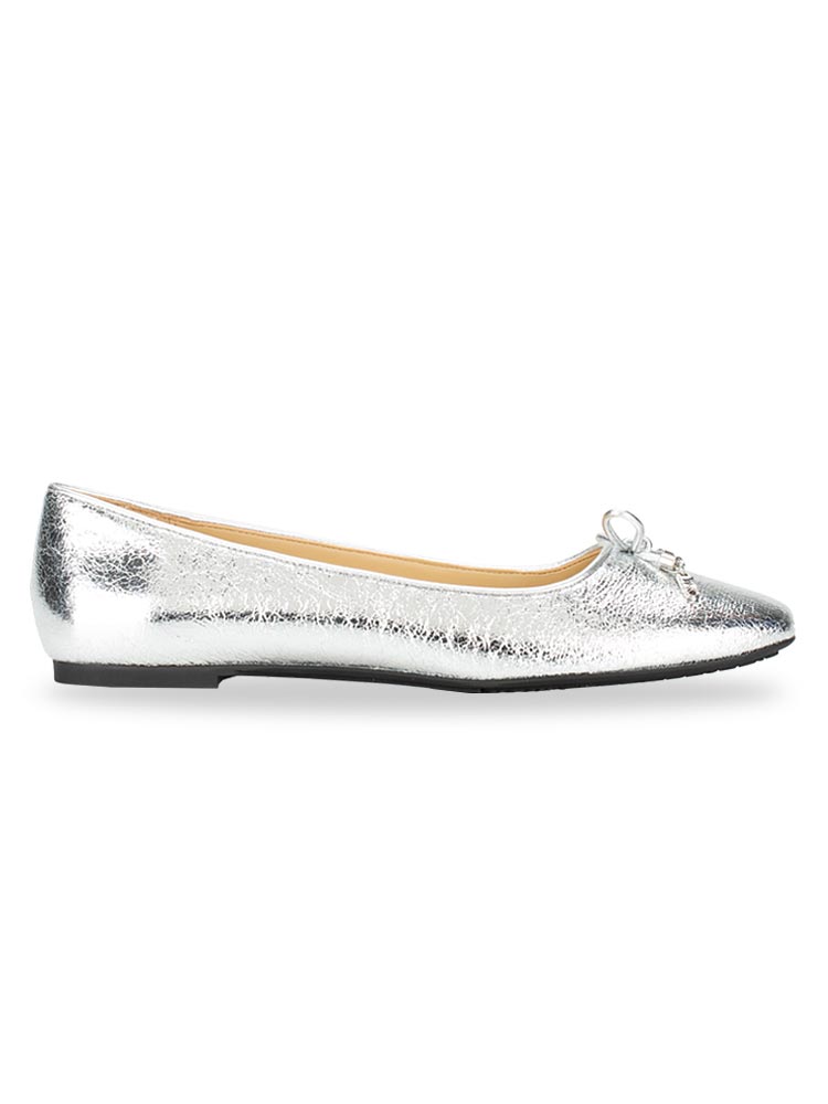 Nori Flex Metallic Leather Ballet Flat Silver Sz 7.5