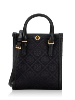 T Monogram Mini NS Tote Black