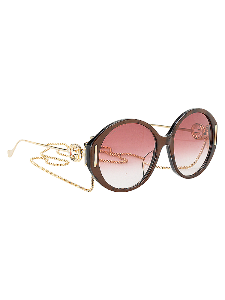 GG1202S Round Sunglasses with Chain Tortoise