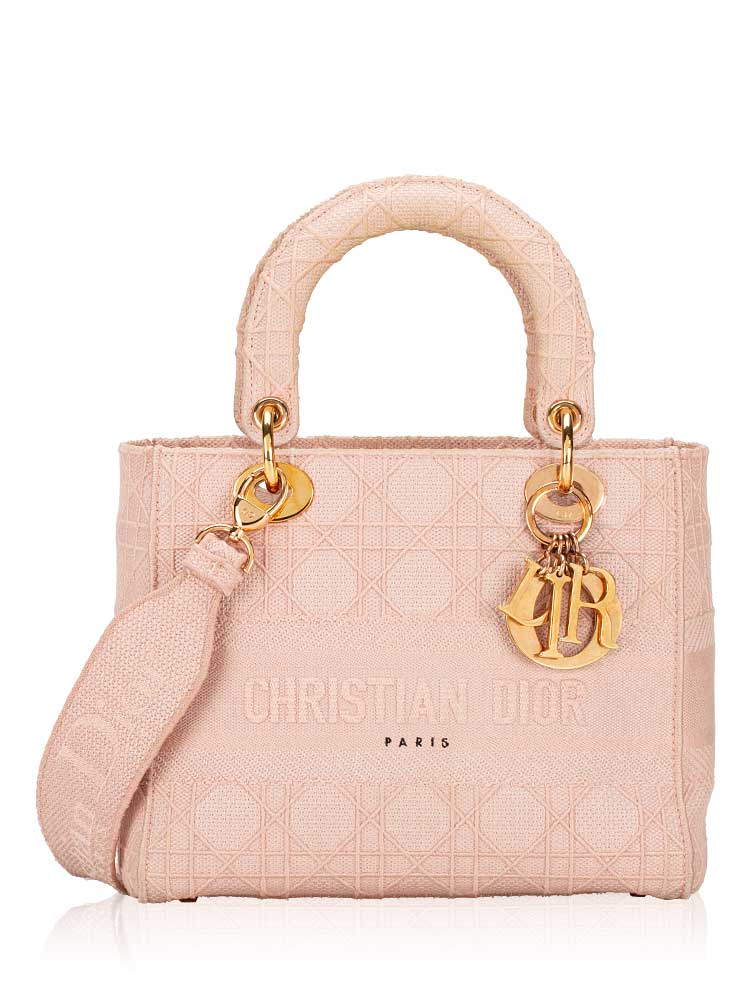 Canvas Embroidered Cannage Medium Lady D-Lite Pink
