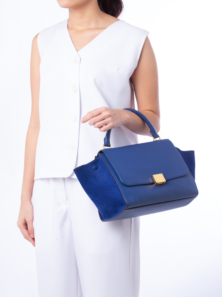 Calfskin Suede Small Trapeze Royal Blue