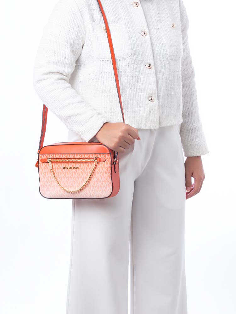 Signature Jet Set Ombré Large Crossbody Red Clay