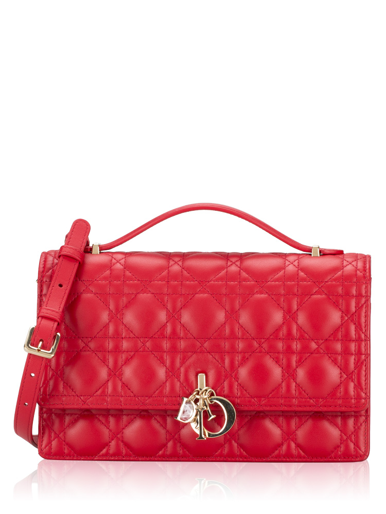 Lambskin Cannage My Dior Top Handle Bag Red