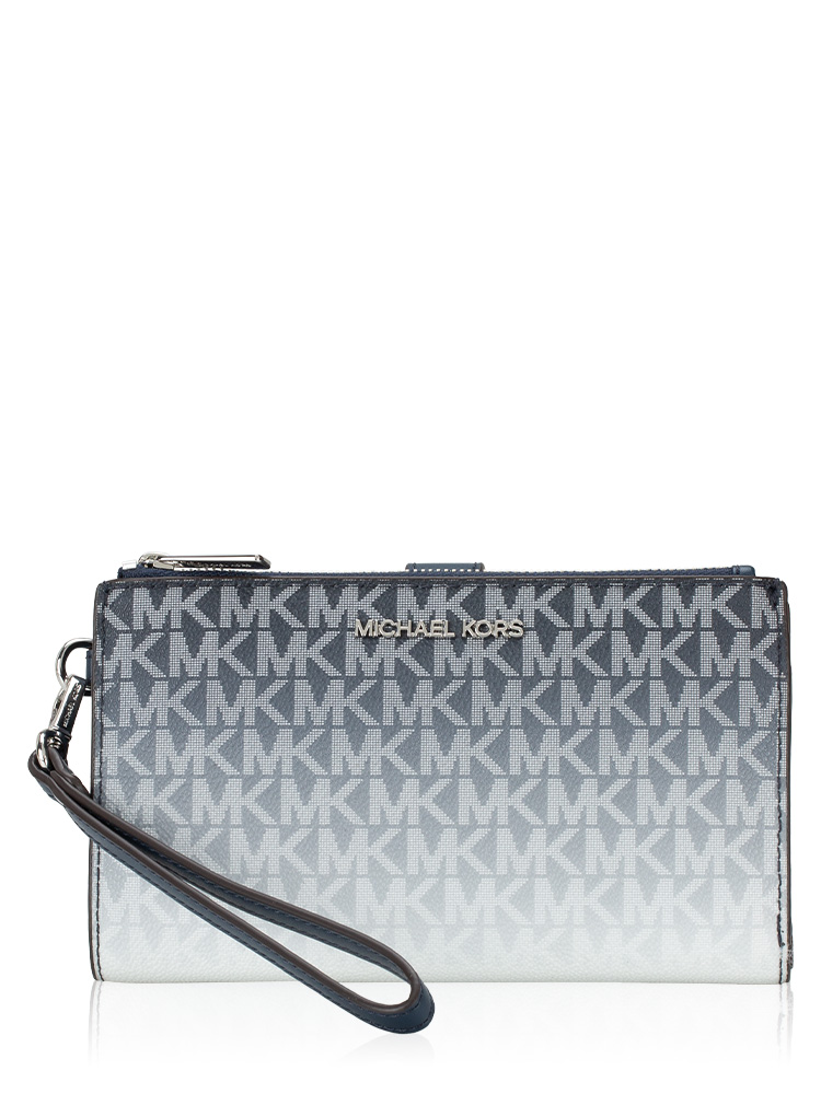 Signature Jet Set Ombré Large Double Zip Wristlet Navy